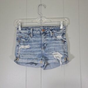 Ameeican Eagle Stretch Hi Rise Shortie Dirstressed Short Size 00